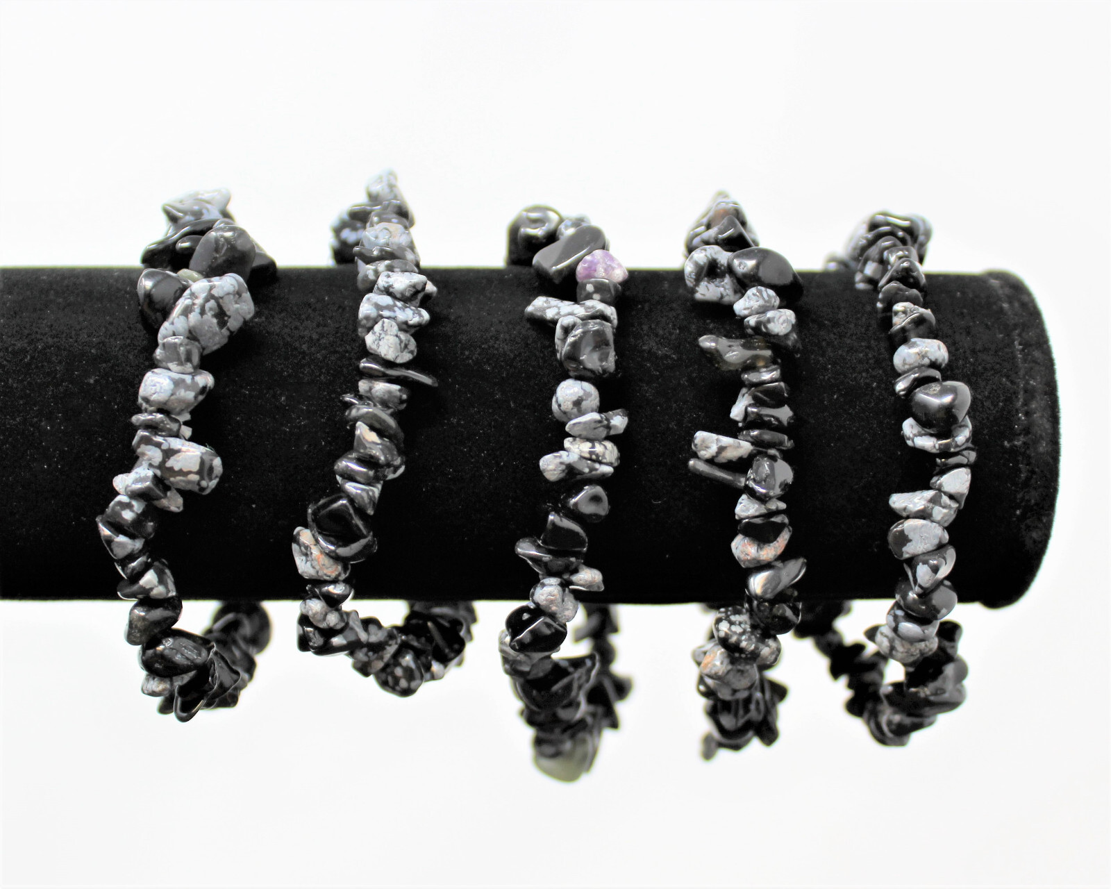 Snowflake Obsidian Chip Bracelet – Obsidian Gemstone Jewelry Gift for Her