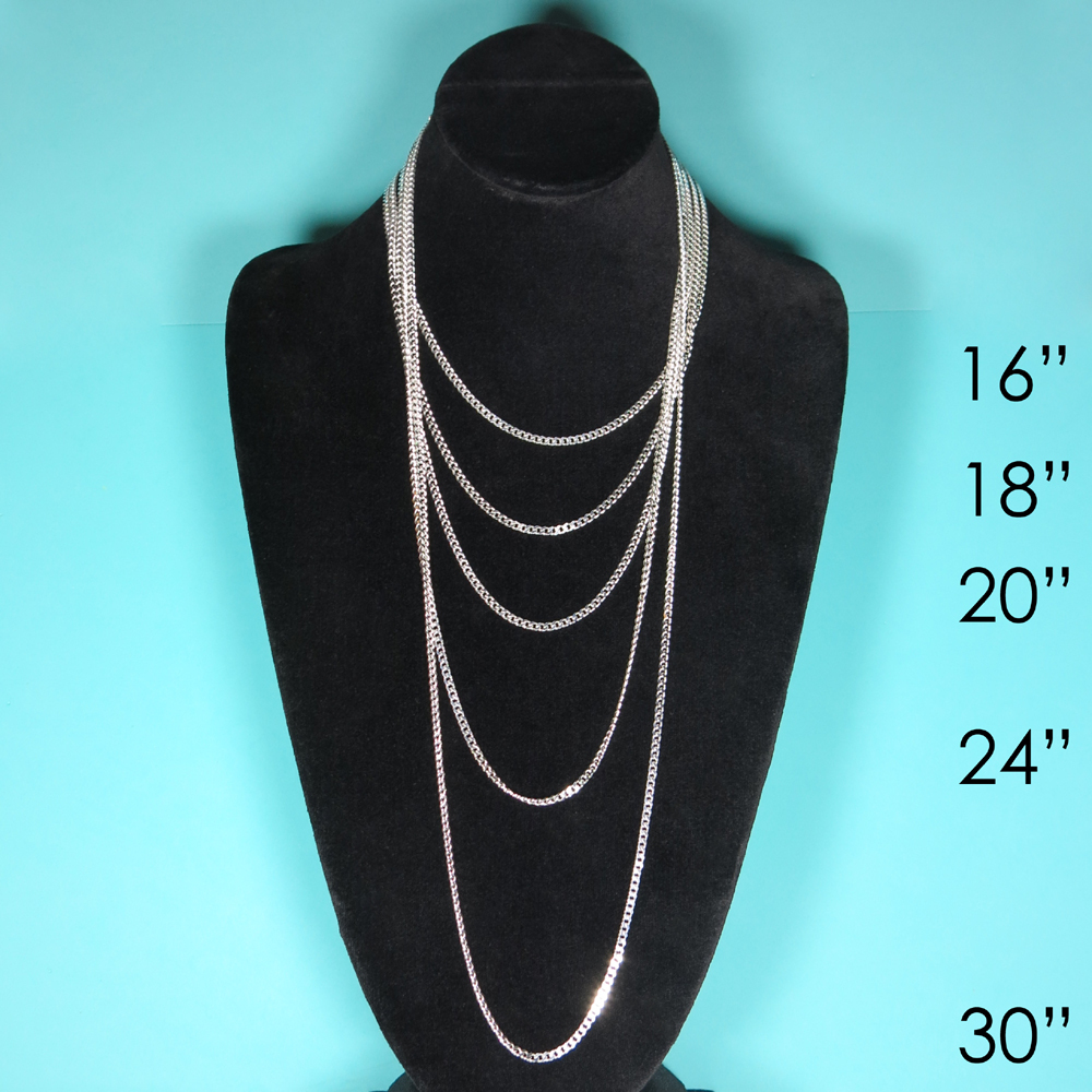 Sterling Silver Curb Cuban Mens Womens Chain Necklace .Italy All Sizes