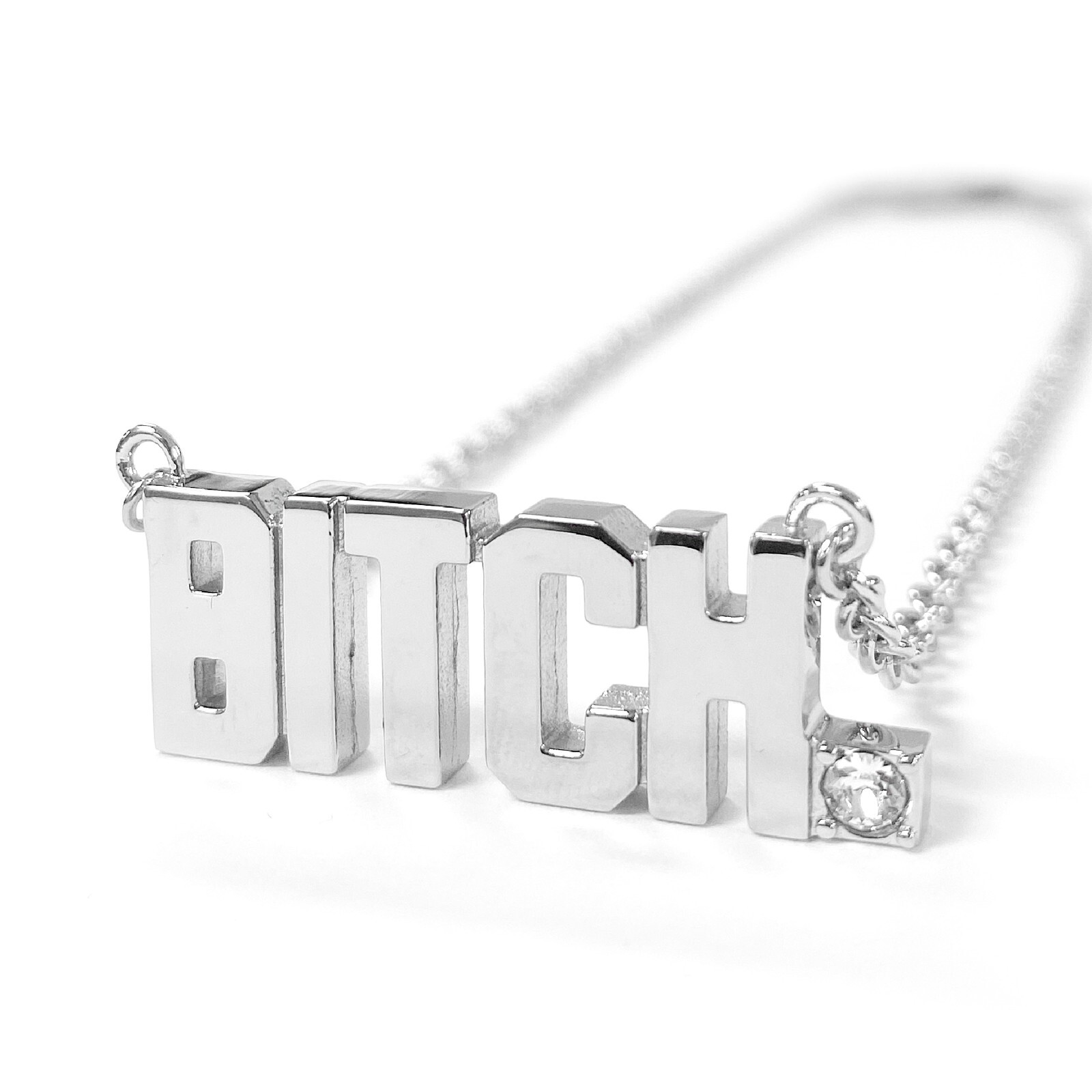 BITCH Pendant Block Letter Necklace with Swarovski crystal By Controse