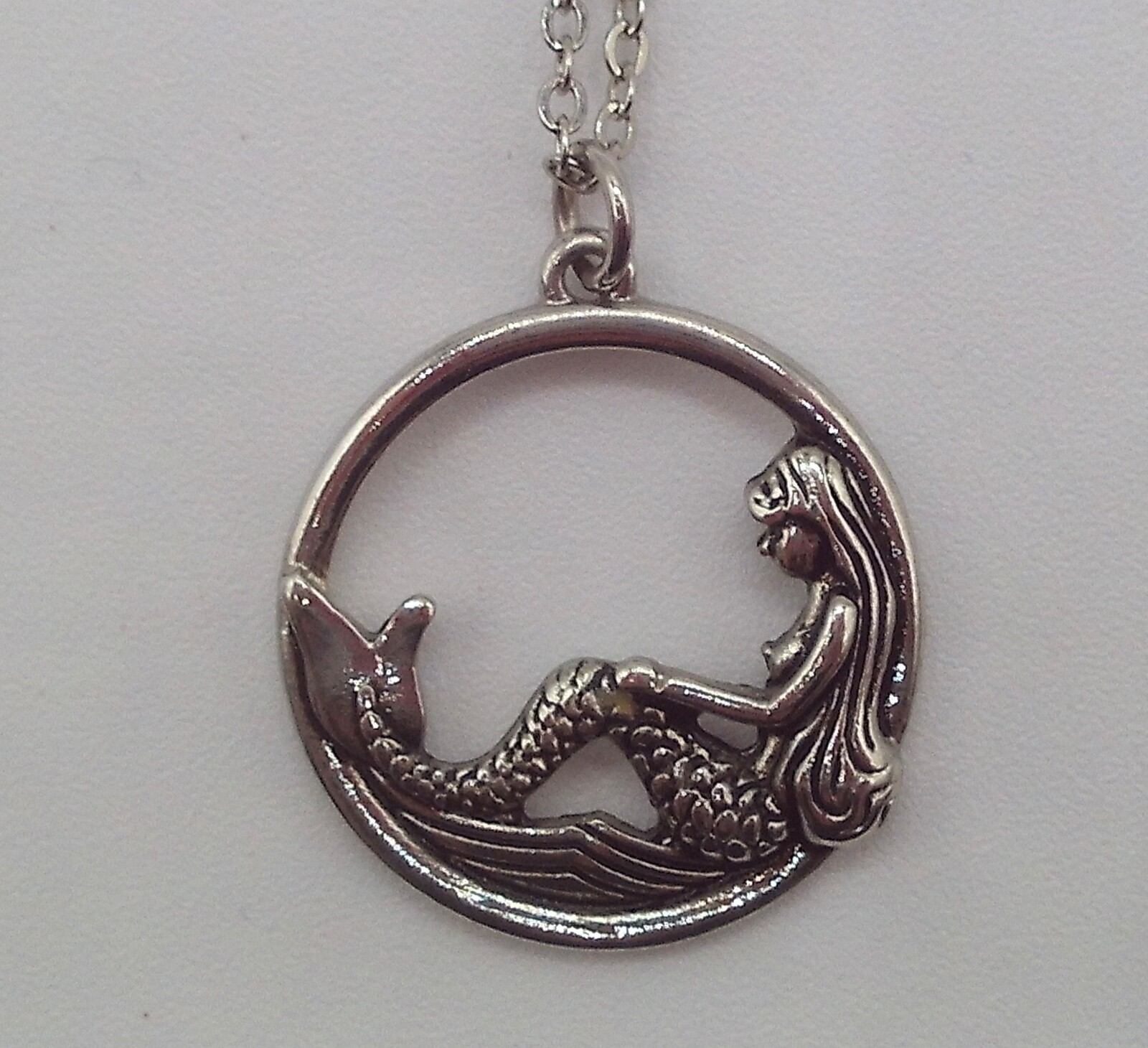 Adult Jewels Pendant Necklace Silver Tone Mermaid