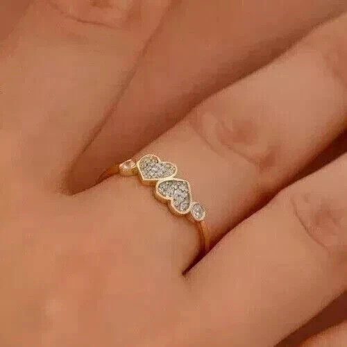 2 Ct Round Cut Simulated Diamond Heart Stunning Band Ring 14k Yellow Gold Plated