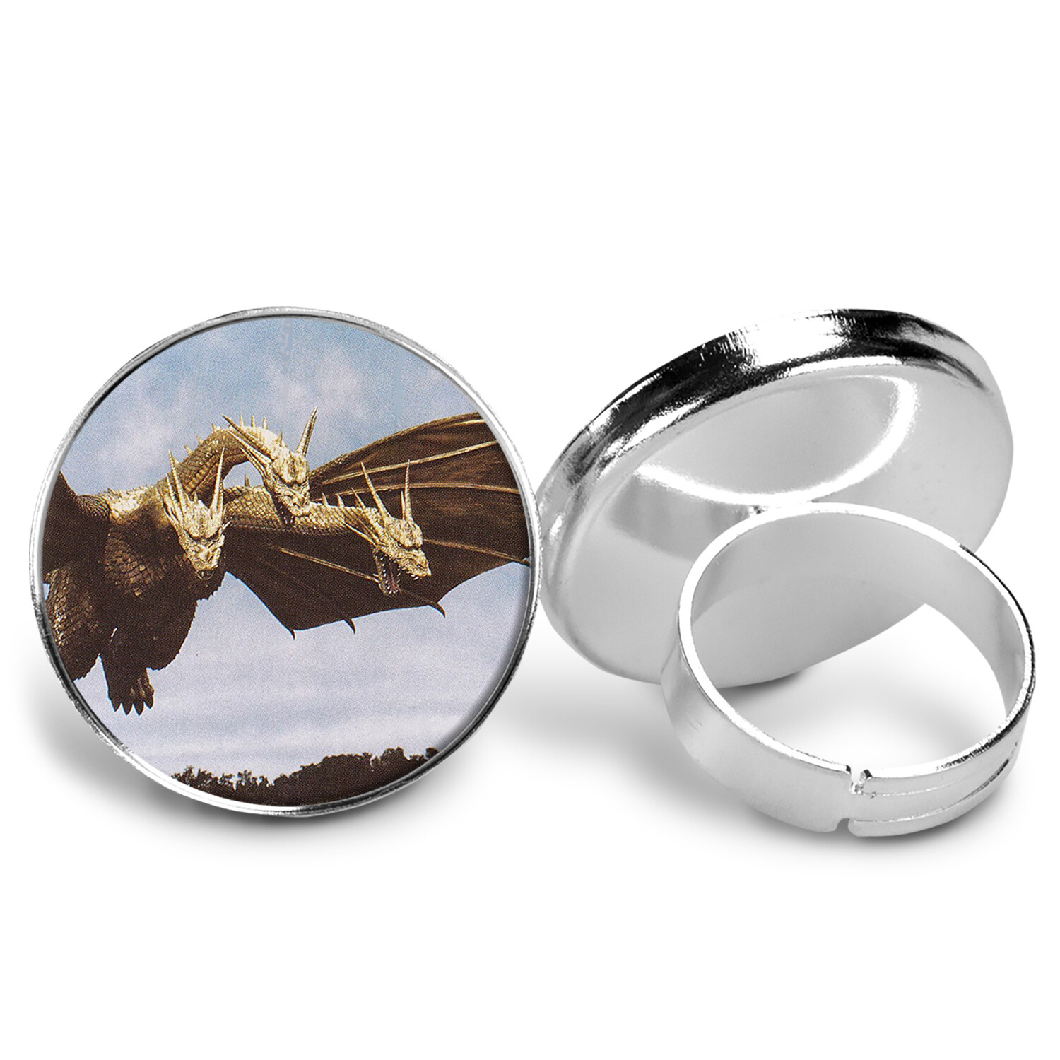 King Ghidorah Key Ring Cufflinks Tie Clip Necklace Ring Earrings Godzilla Mothra