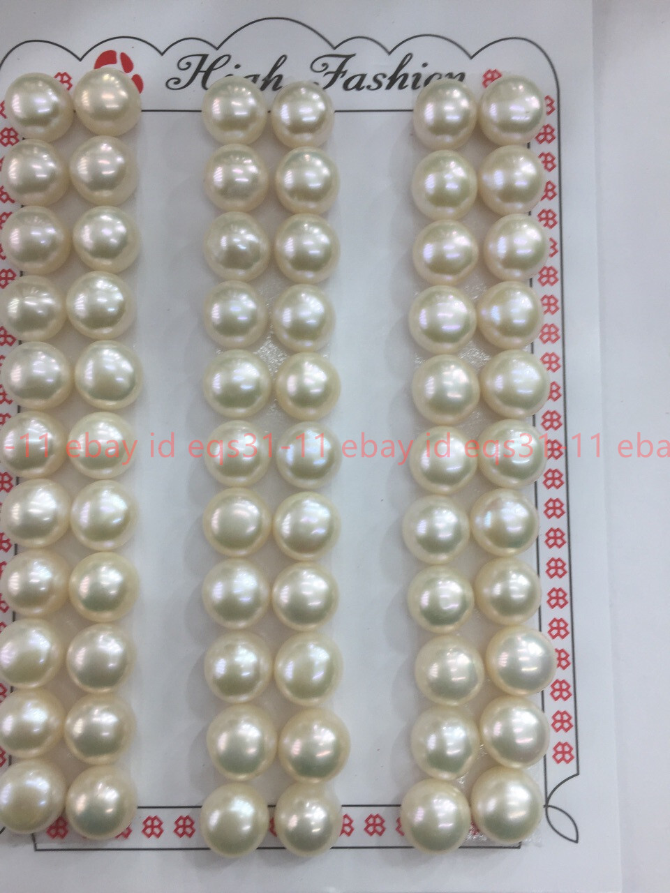 8-9mm Genuine White Freshwater Pearl Half-drilled Beads For DIY Earring 33 Pairs