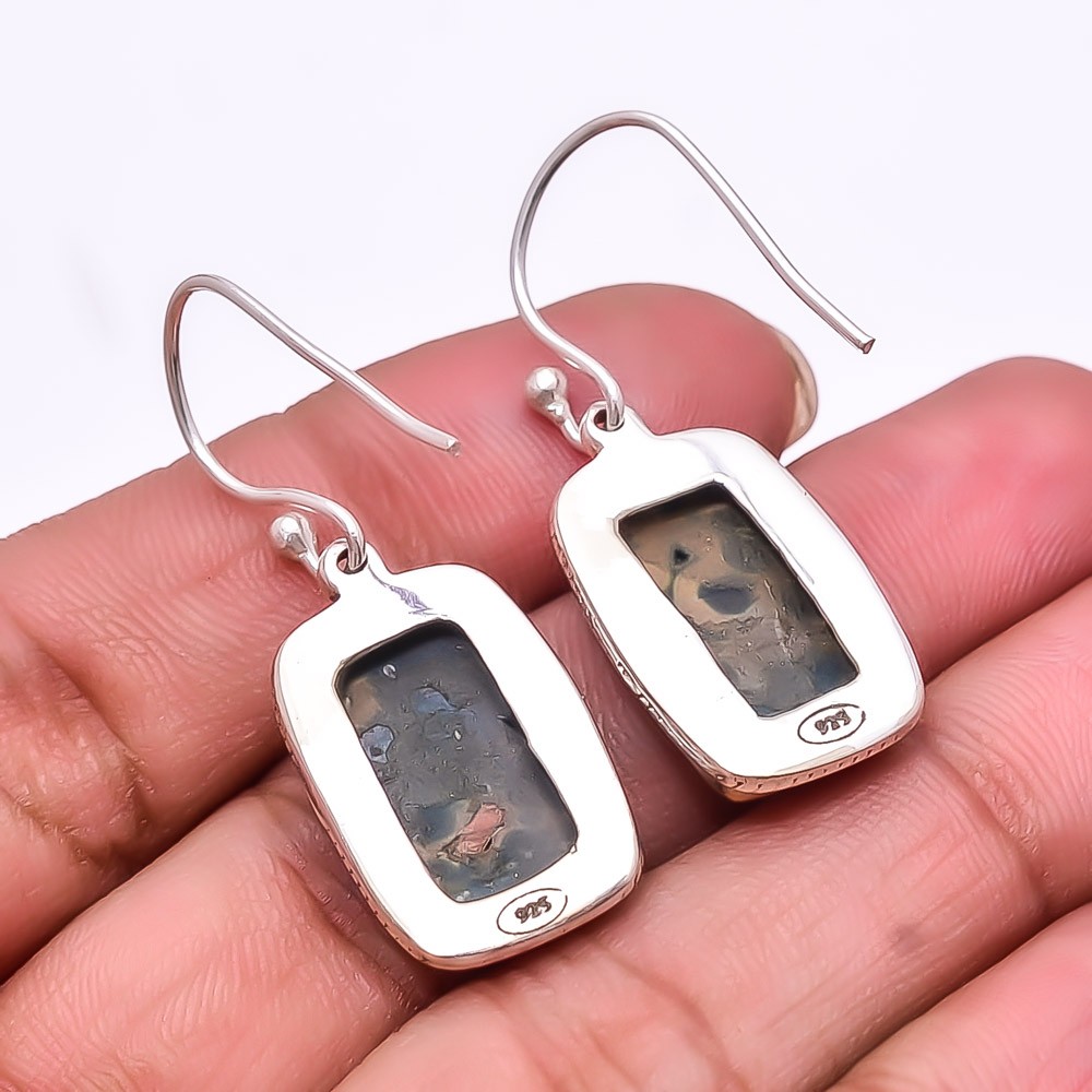 Ocean Jasper Handmade 925 Sterling Silver Earring 1.56″ E18, Christmas Gift