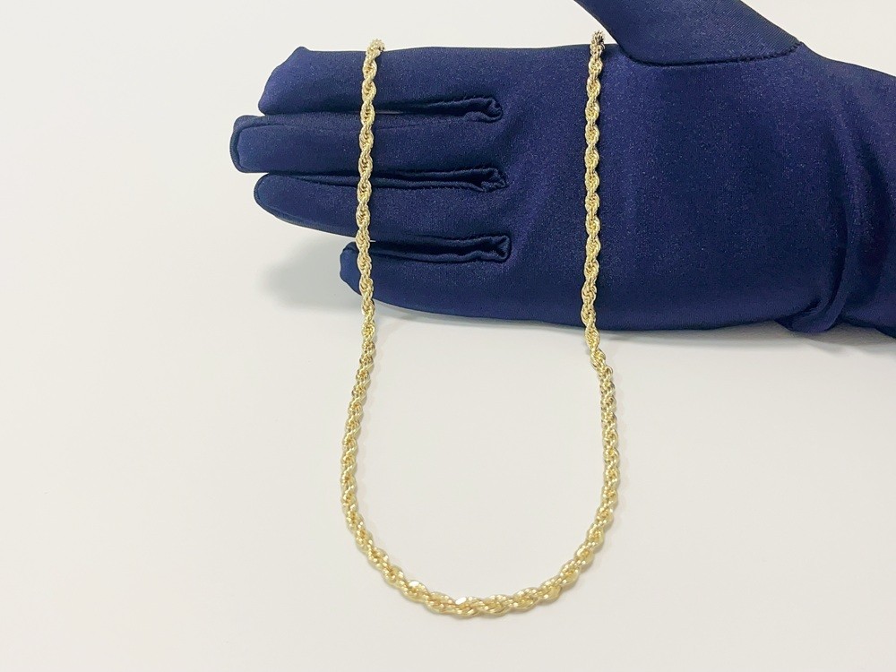 ​10k Yellow Gold 3mm Twisted Rope Chain Necklace 22″ Handcrafted Lobster Clasp