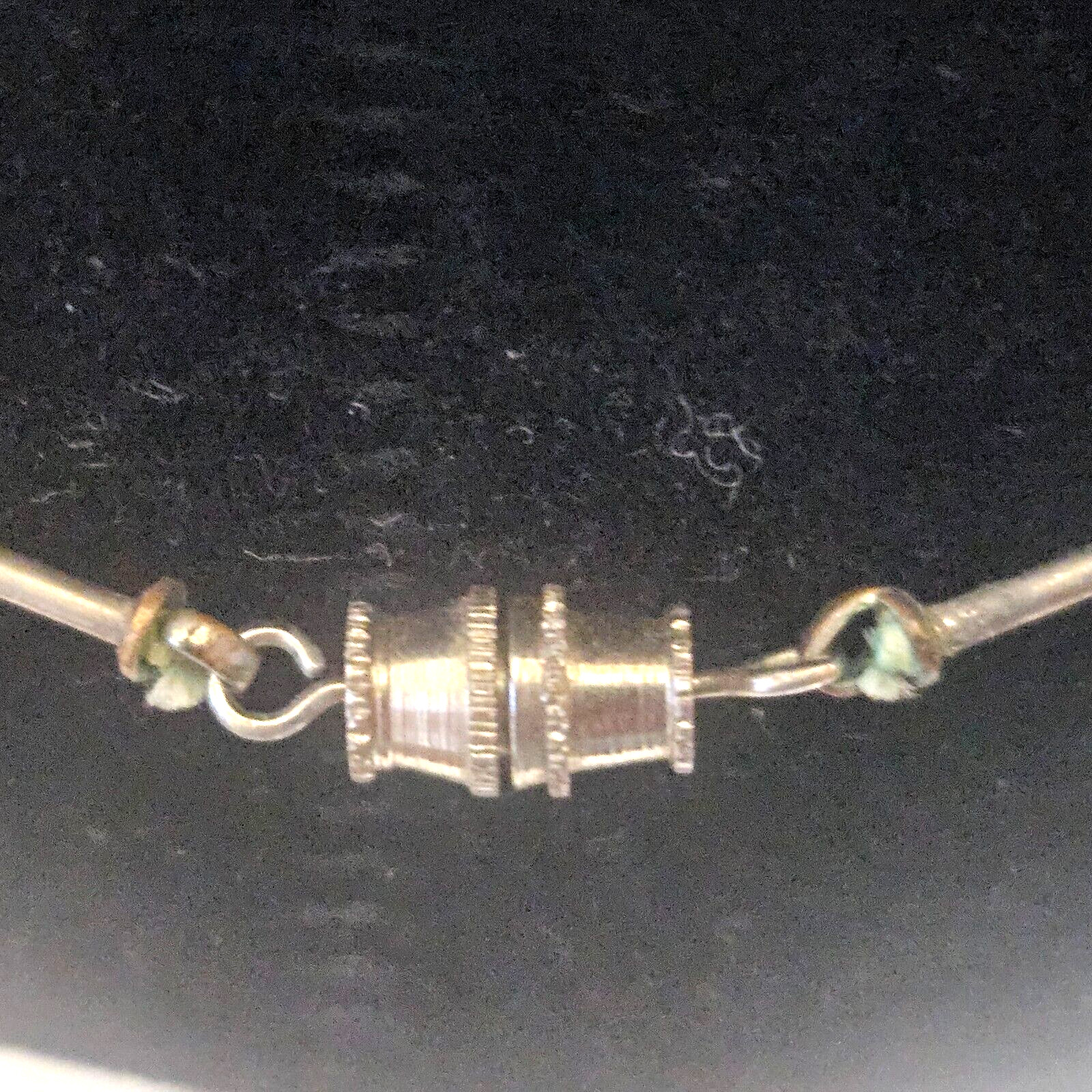 Beautiful Vintage 1950’s Silver 15″ Choker Necklace with 3 Jade Nuggets.