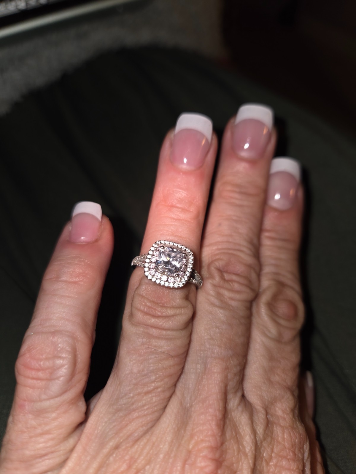 Berricle Brand Clear and Pink Halo style CZ engagement – Size 6