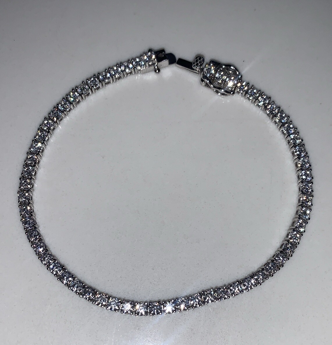 Tennis Bracelet Round CZ 925 Sterling Silver 60 Stones Approx 1.5 Ct TW 8 Inches