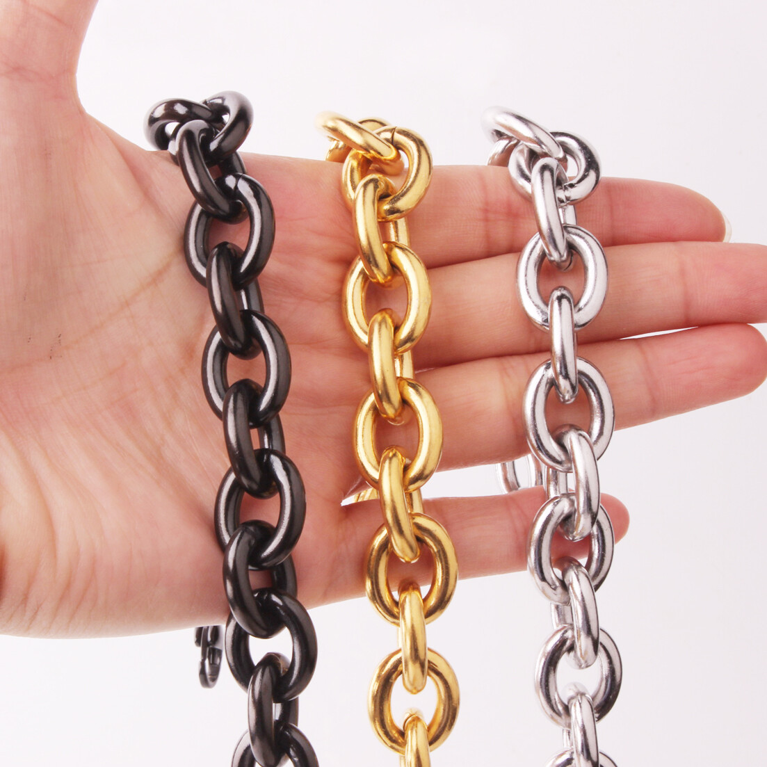 Women Men Silver Color/Gold Plated Stainless Steel Rolo Oval Chain Necklace