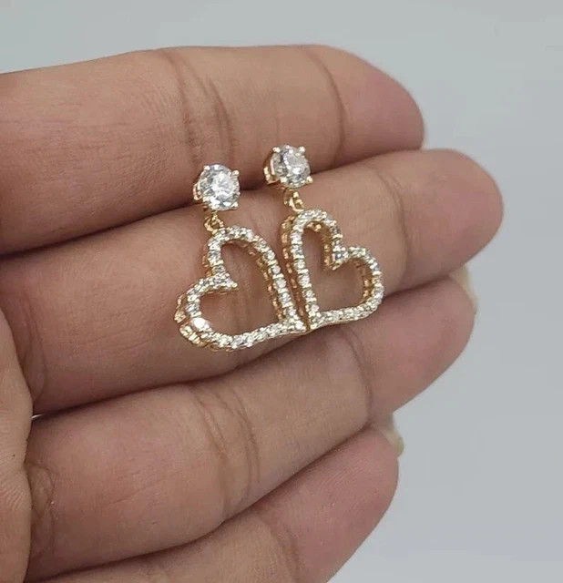 2.00Ct Round Cut Simulated Diamond Stud Earrings 14K Yellow Gold Plated Silver