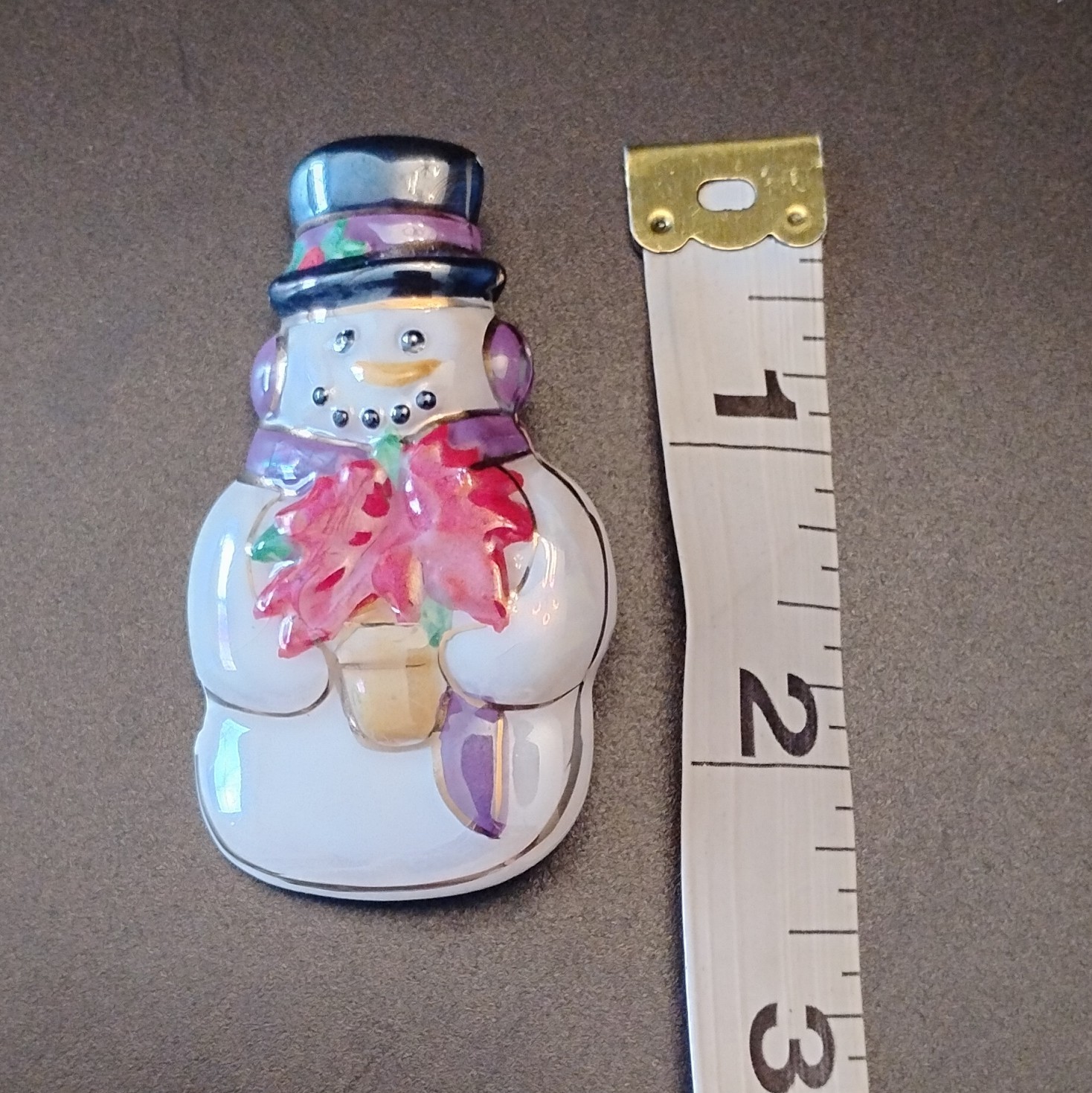 Hand-Painted Ceramic Snowman Brooch Pin, Multicolor, 2 in Christmas