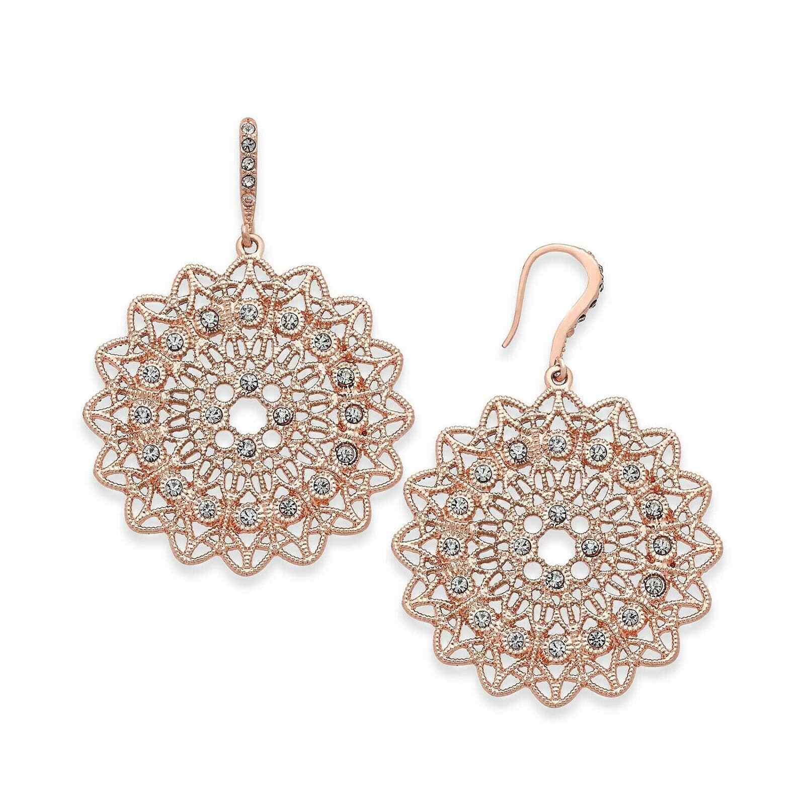 I.N.C. Rose Gold-Tone Pavé Filigree Drop Earrings