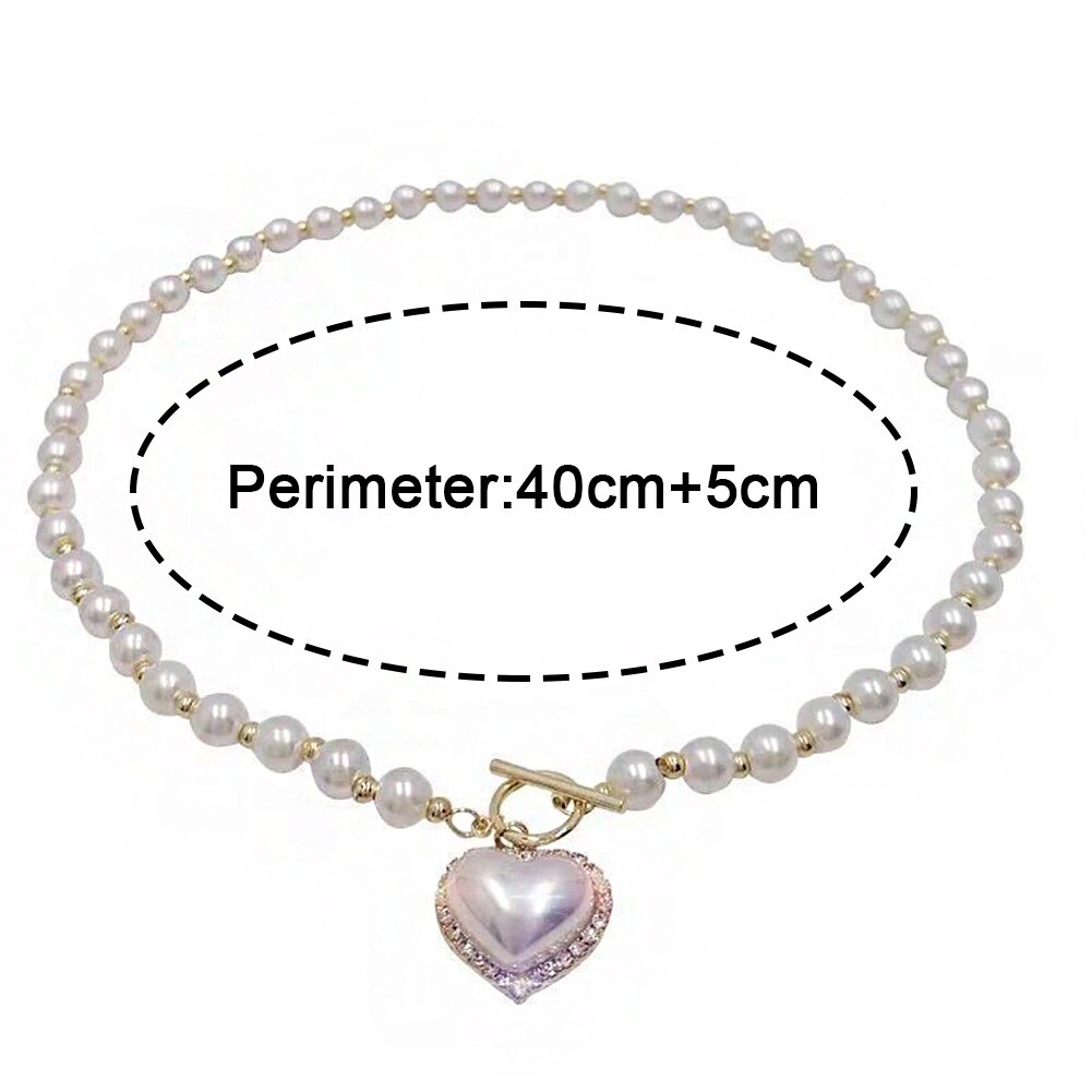 Heart Pendant Necklace Pearl Choker Korean Style Elegant Clavicle Chain Jewelry