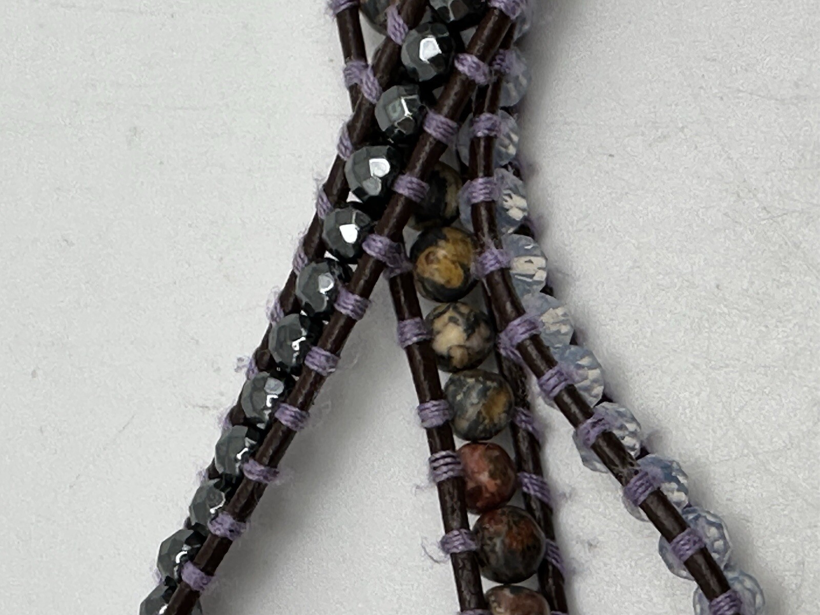 Lizou Beaded Wrap Bracelet 34” Long 5/16” Wide Earth Tones Bohemian Style