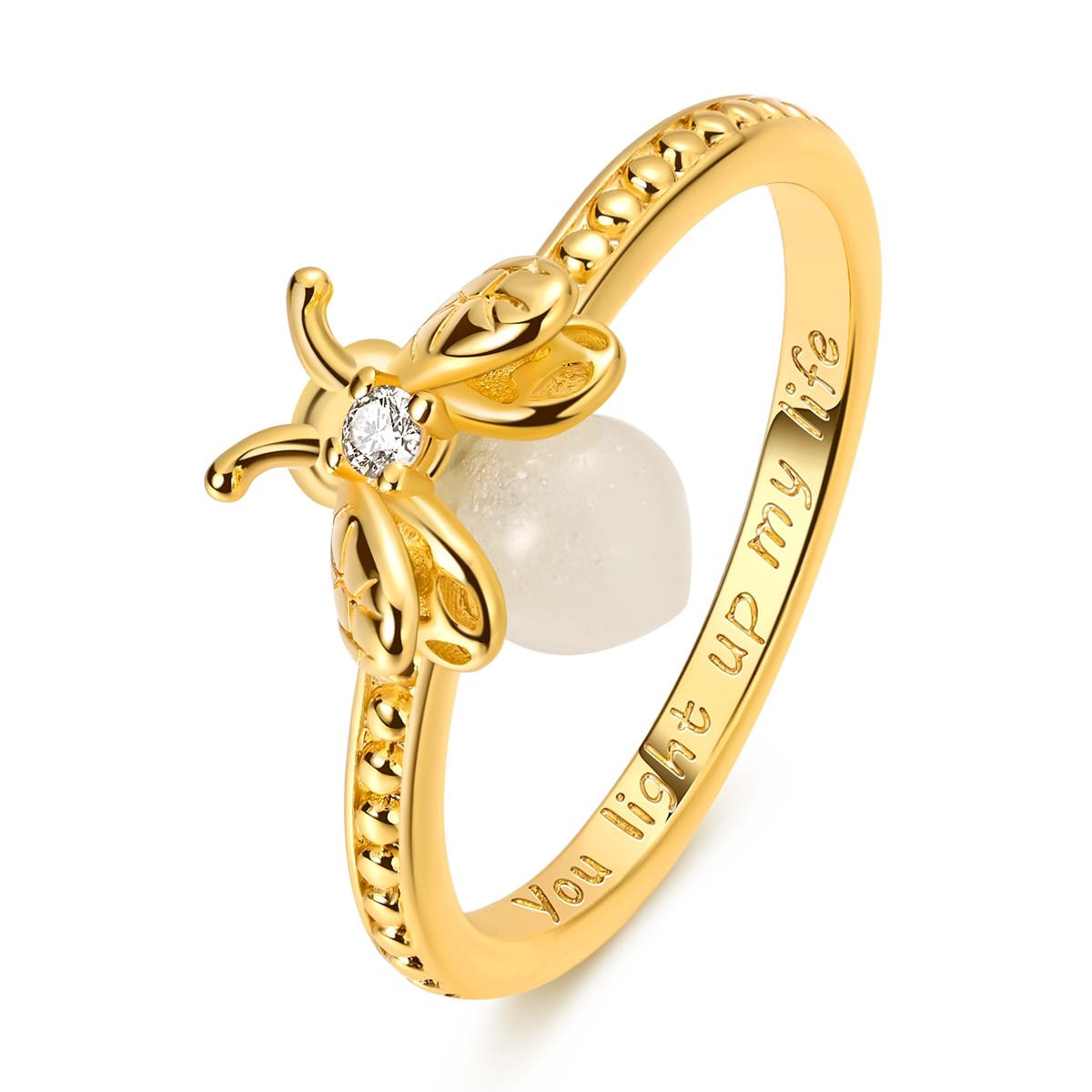 MULA Original Luminous Golden Firefly Ring CZ Women Jewelry 925 Sterling Silver