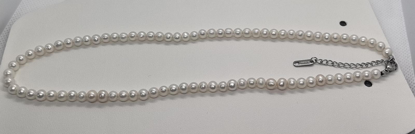 5-6mm Natural Near Round Pearl Necklace Freshwater White Pearl Jewelry Gift