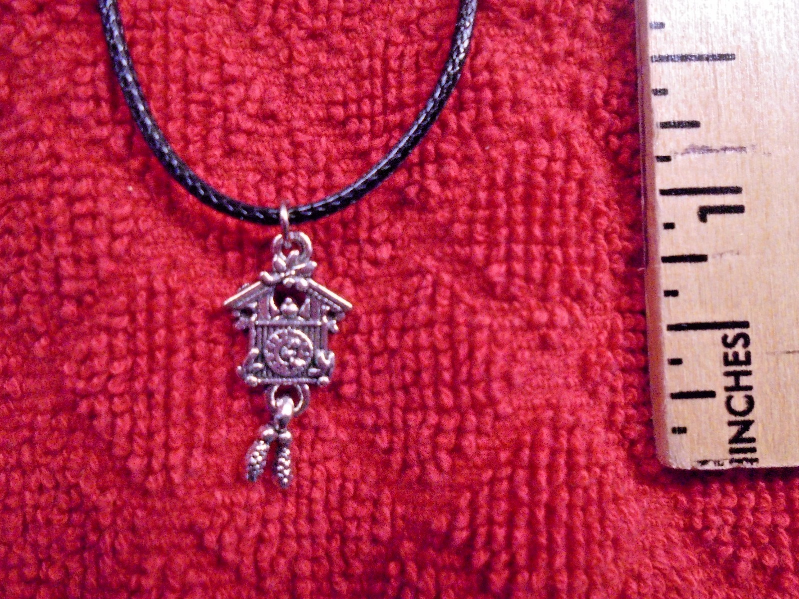 Cuckoo Clock Charm Necklace German Swiss Clock Oktoberfest Black Rope Chain+NEW