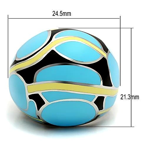 Women’s Ring, Stainless Steel, Dome ring, Colorful inlay, Fashion band