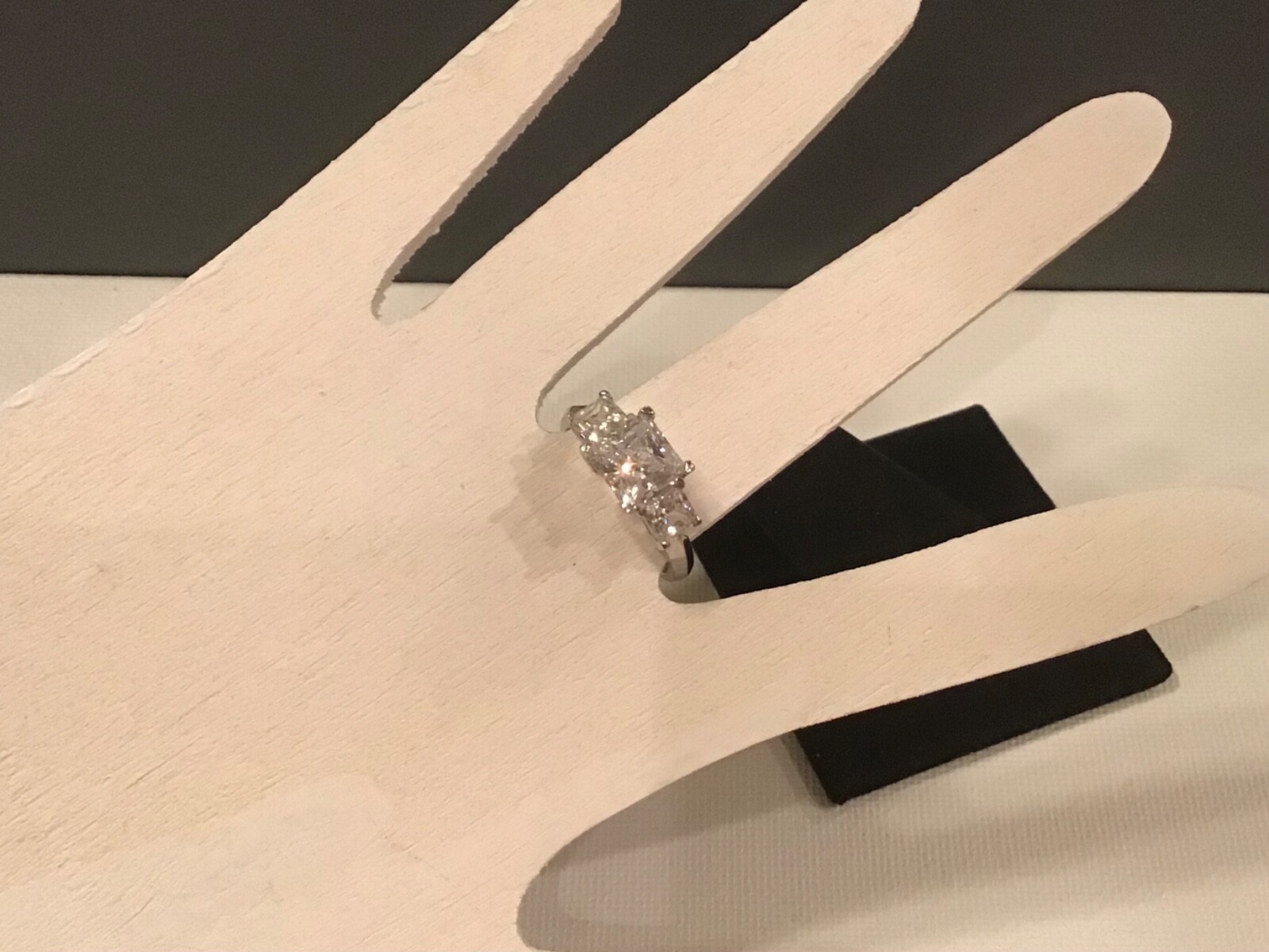 Size 9.5 Ring-Sterling Silver 925 Tri Princess/Radiant Cut CZ Jewelry