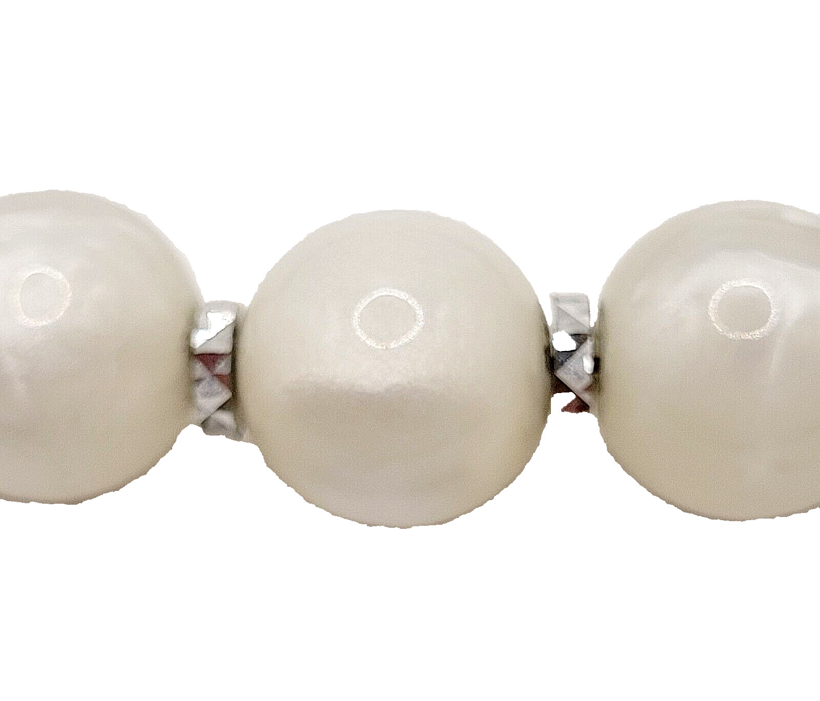 1928 Graduated Black and White Lucite Glow Beaded Necklace Silver Tone Unmarked