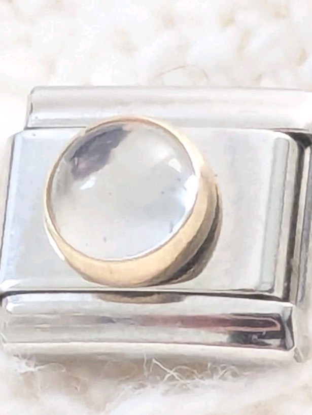 Authentic UD Unodomani Clear Round Stone Set in Gold Italian Charm 9mm G98