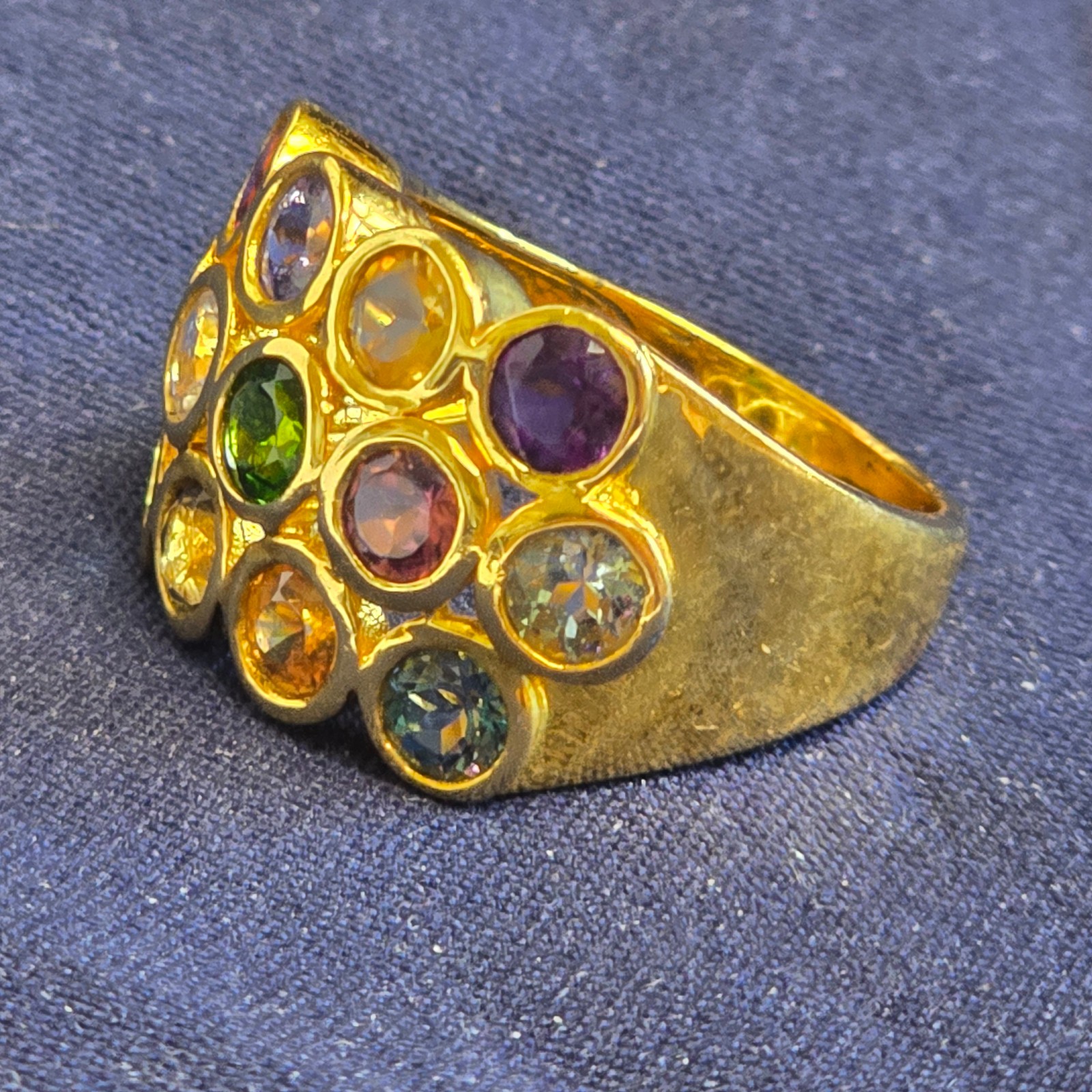 Sterling Silver Ring 6.49g Fine Jewelry Size 8 Band Multicolor Stones *READ*