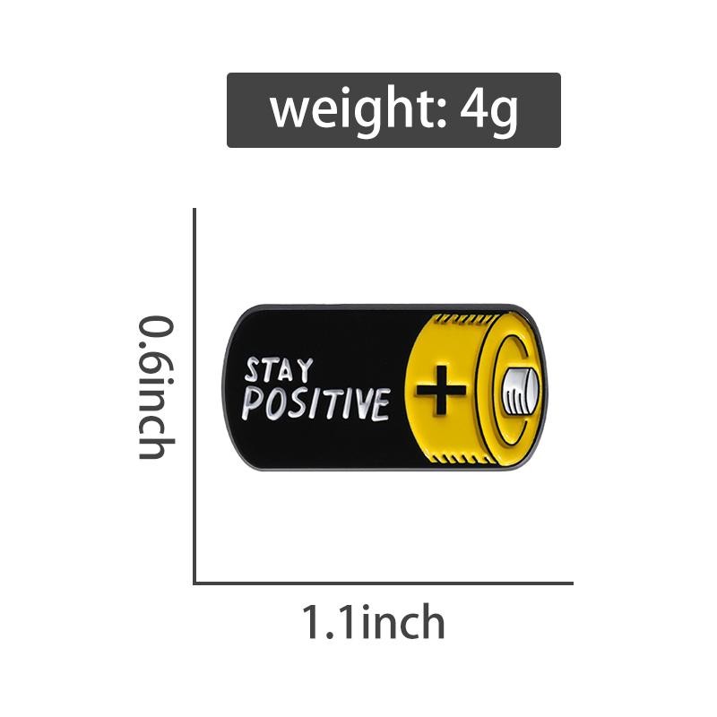 Stay Positive Battery Enamel Pin Funny Cartoon Brooch Lapel Badge Gift!