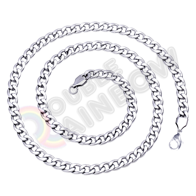 Men’s Women’s Stainless Steel Necklace Silver Cuban 3-12mm Chain Link C08