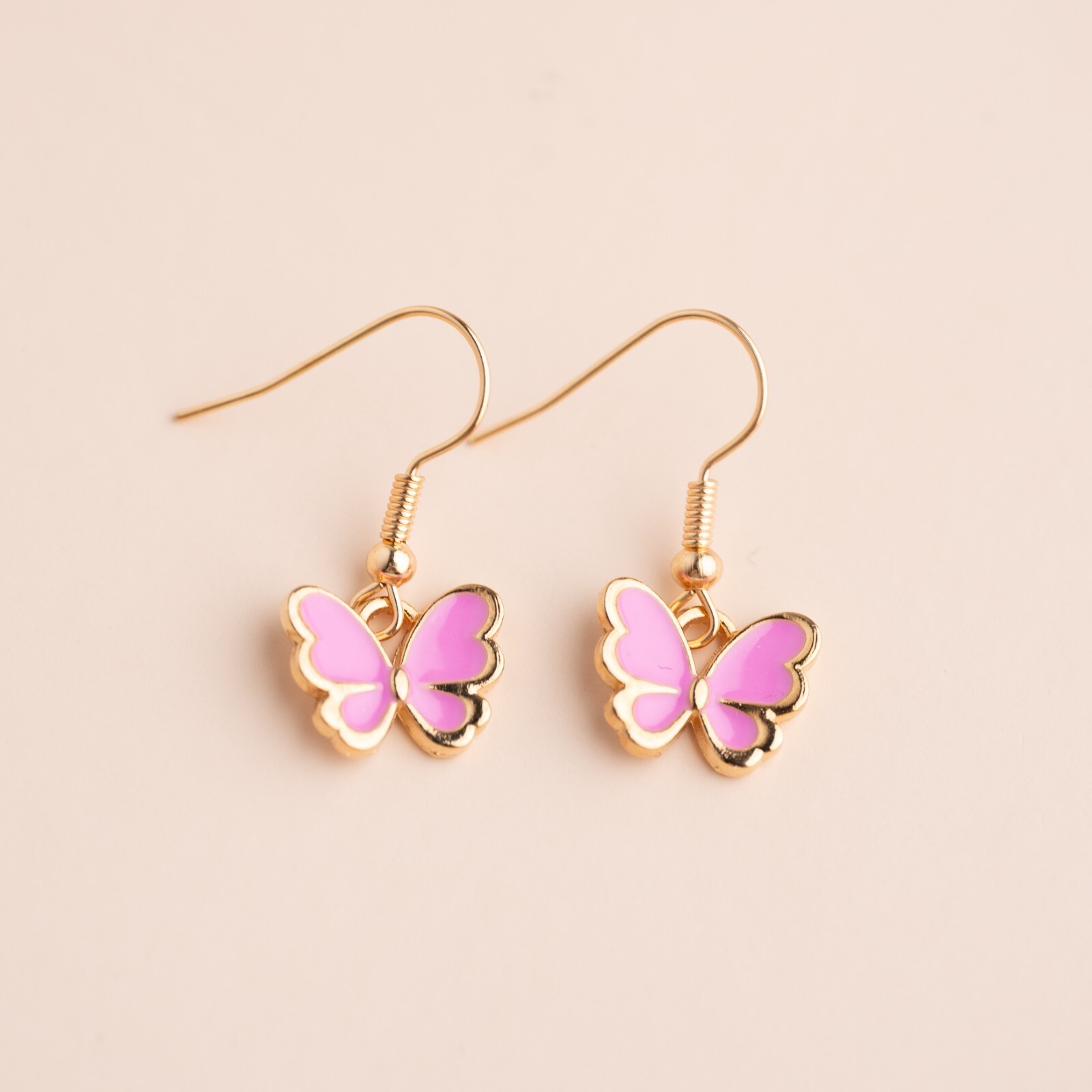 Cute Tiny Purple Butterfly Garden Small Hook Dangle Drop Earrings Adorable