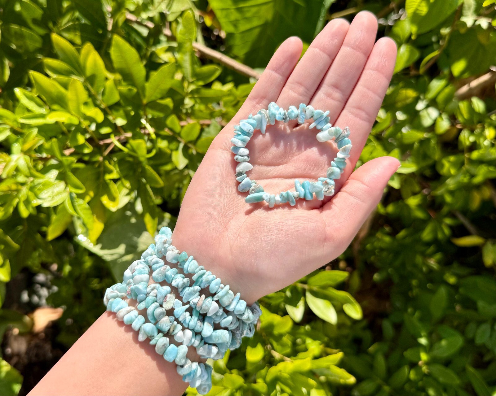 Larimar Chip Bracelets (Natural Larimar Crystal Bracelets, Larimar Bracelet)