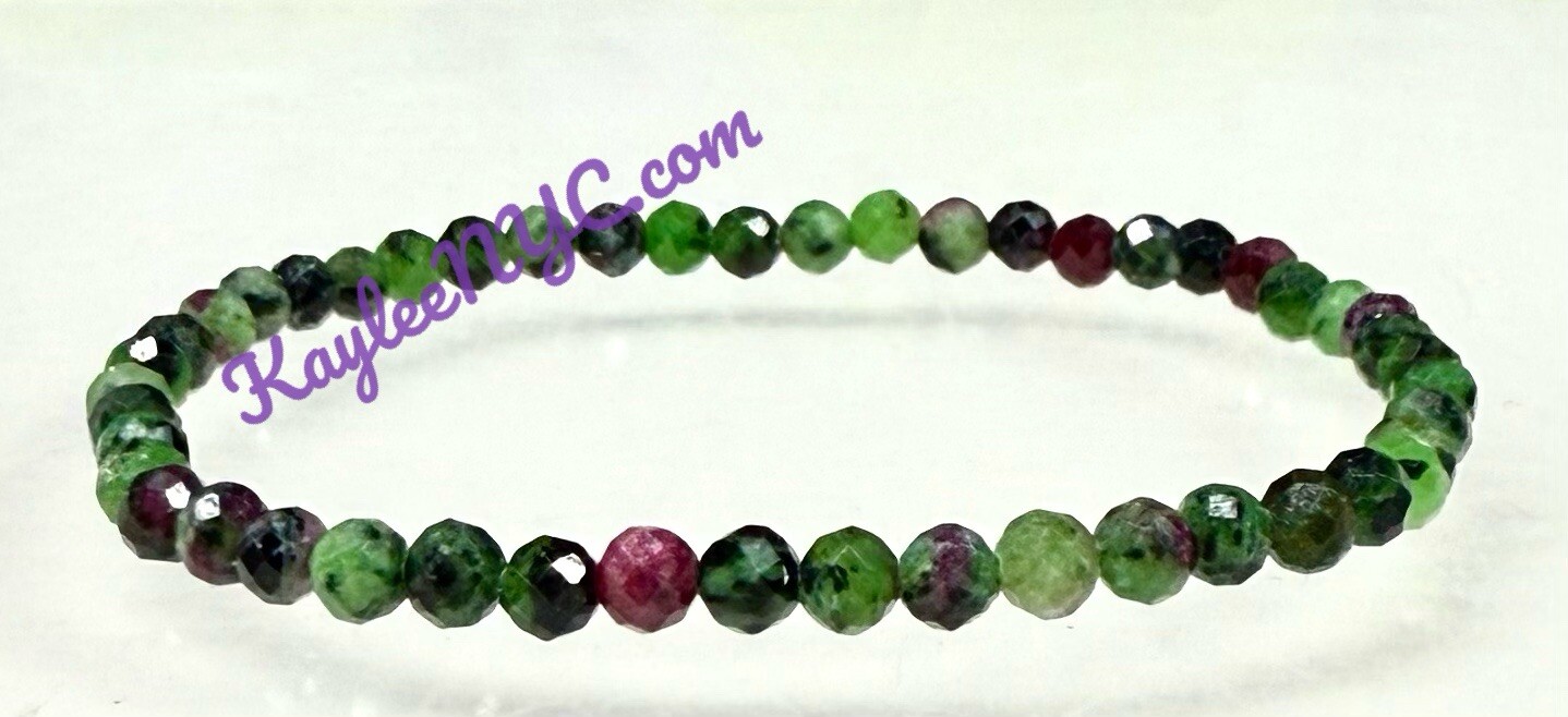 Wholesale 6Pcs 4mm Faceted Natural Ruby Zoisite 7.5” Healing Stretch Bracelet