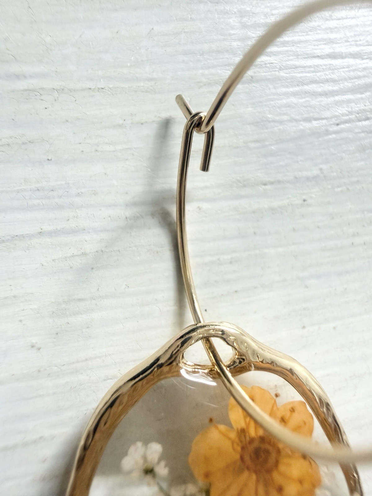 Orange Real Pressed Flower Hoop Earrings Gold 304 Stainless Steel Women’s New