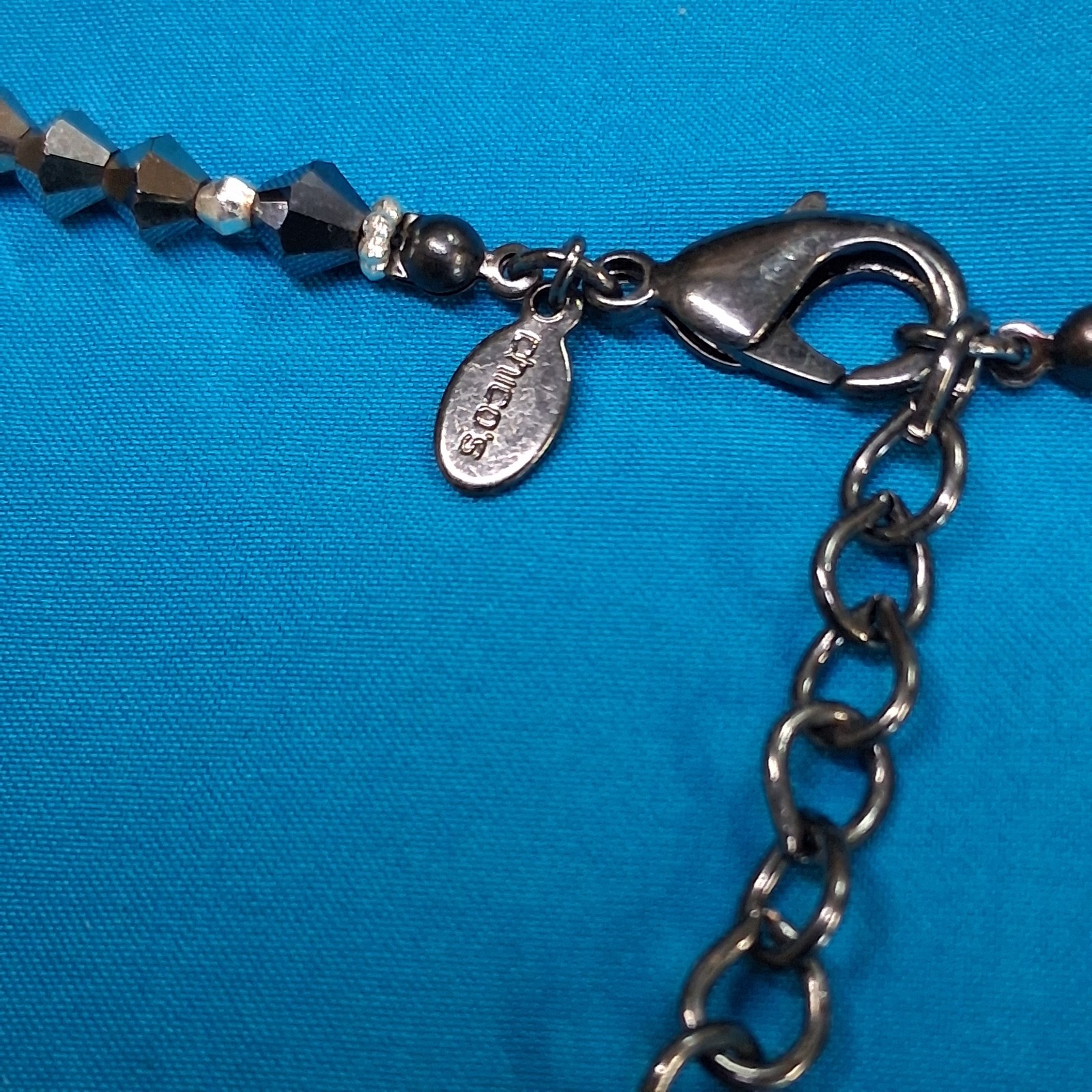Chico’s Dangling Chandelier Pendants Faceted Bead Lobster Clasp Necklace