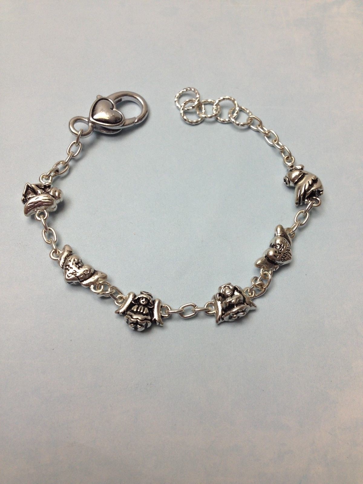 CUTE ANGEL CHARM SILVER TONE GIRL LADY FASHION BRACELET HEART LOCK 7″ 8″ 9″ NEW