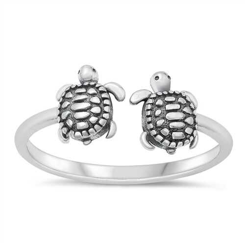 Sterling Silver Turtle Couple Ring – Available in Sizes 5 to 10 NEW
