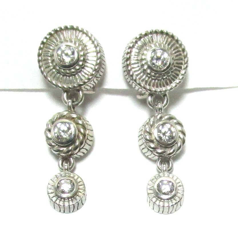 JUDITH RIPKA Sterling Silver CZ Pendant Earrings 15.2 grams 1 1/2” lot 30g2