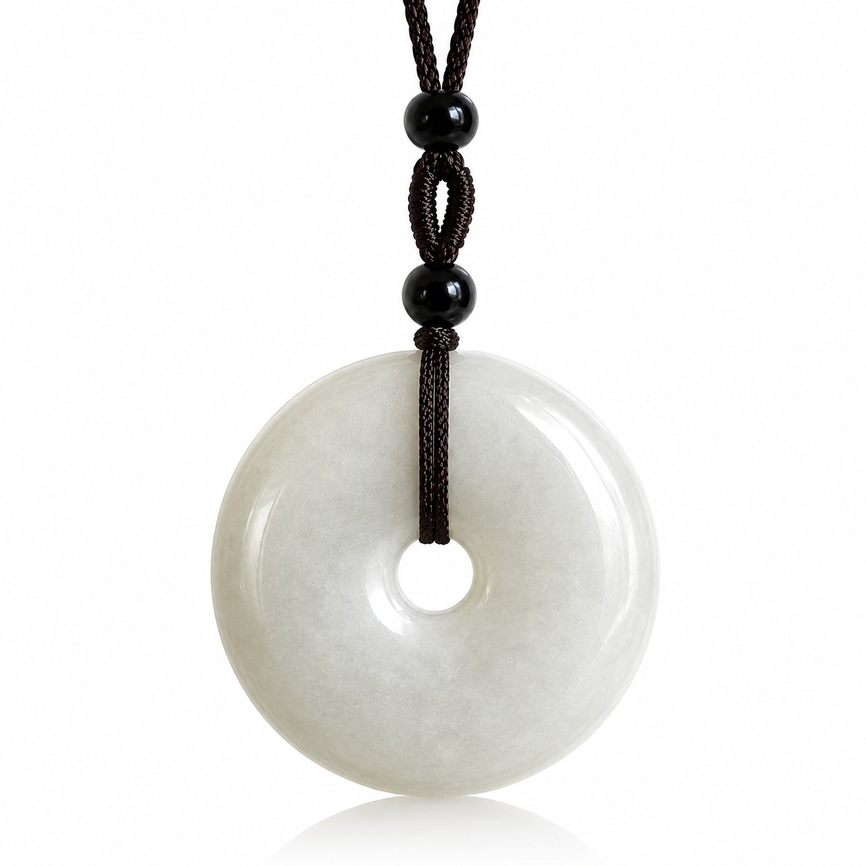 Feng Shui Natural Jasper Safety Button Peace Donut Lucky Pendant Necklace Amulet