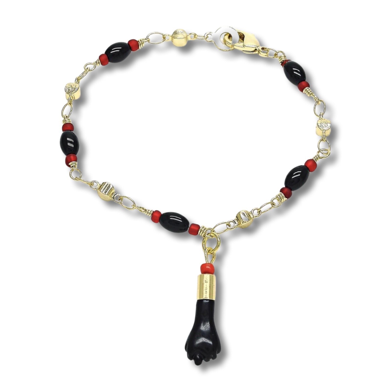 18K Gold Filled Azabache Figa Bracelet Pulsera Para Bebe Para el Mal de Ojo 7″
