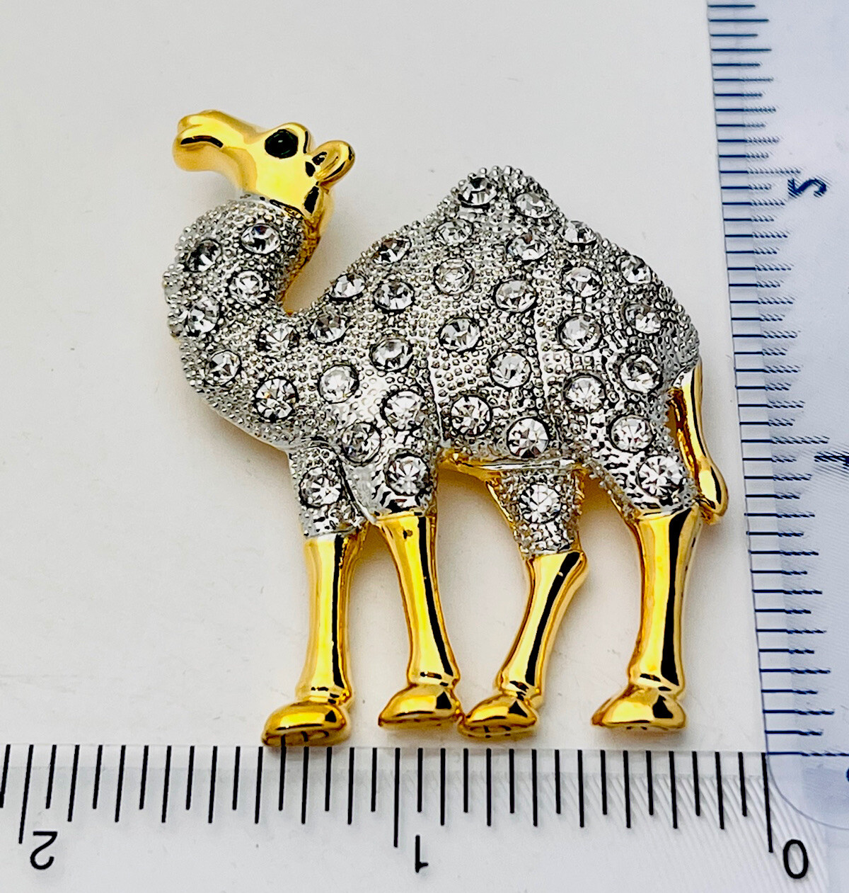 2 Tone 38 Crystal Camel Pin Brooch