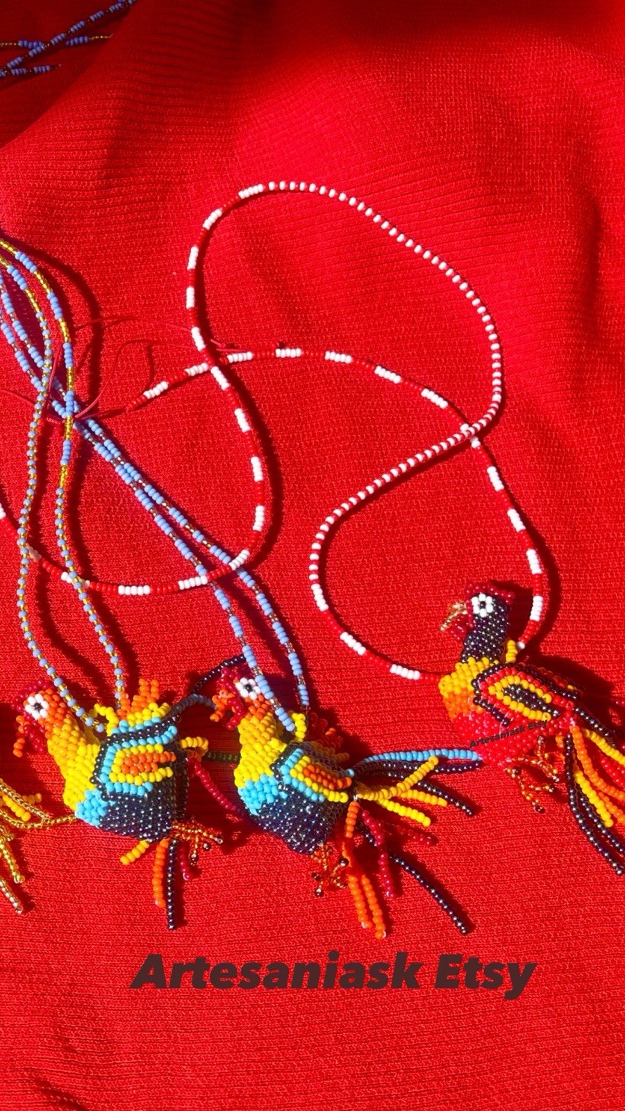 Beaded Rooster Necklace – Fun Summer Accessory, Handmade Gift