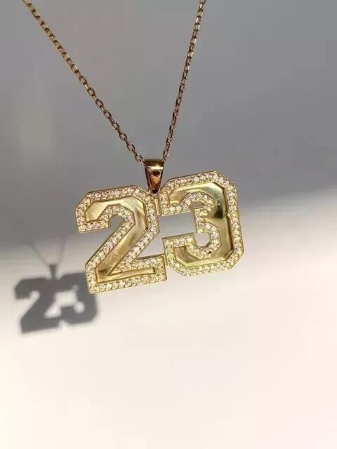 2Ct Round Cut Simulated Diamond Customize Number Pendant 14K Yellow Gold Plated