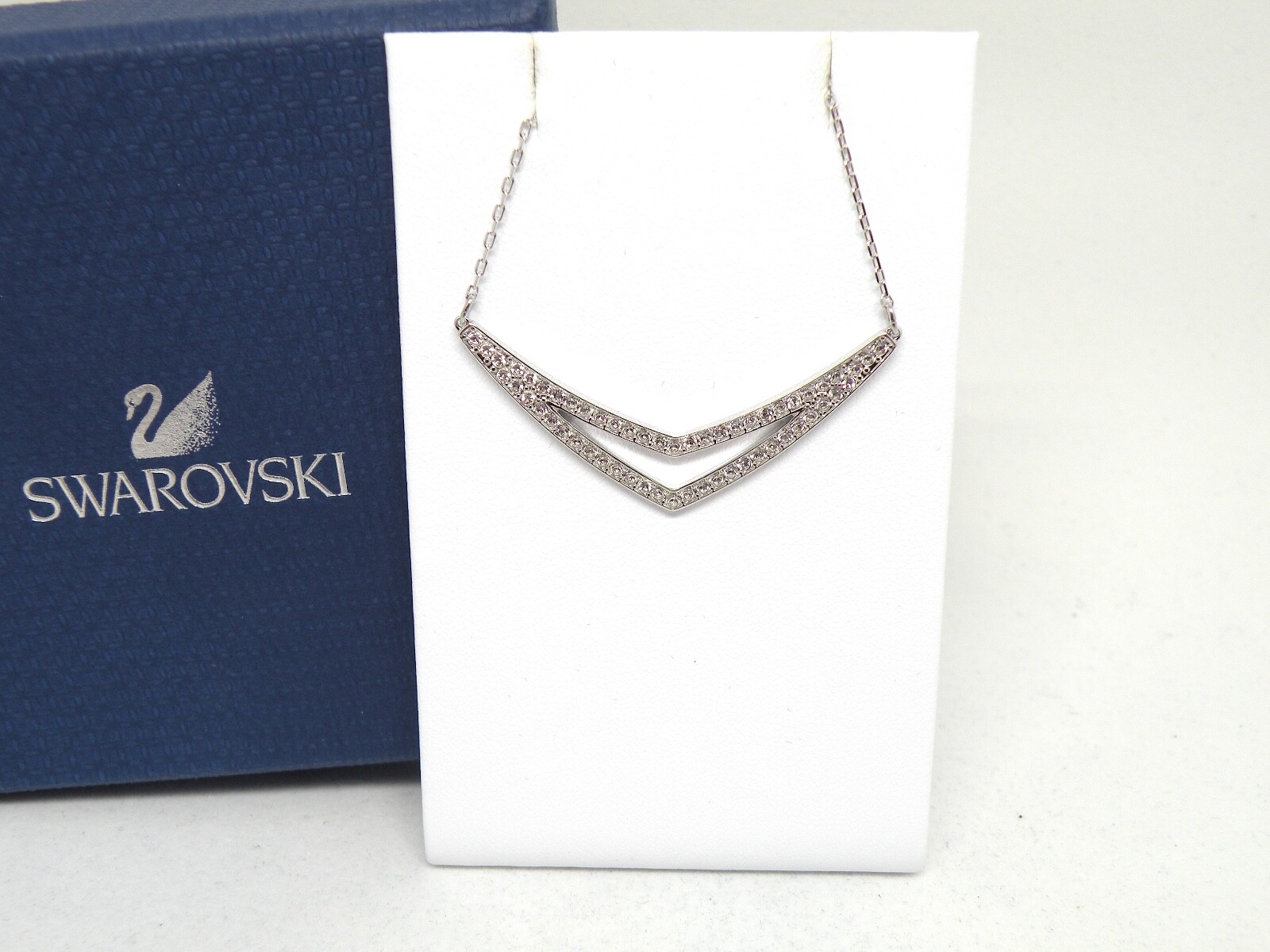 Authentic Swarovski “ALPHA” Crystal Necklace, Rhodium finish New in Box