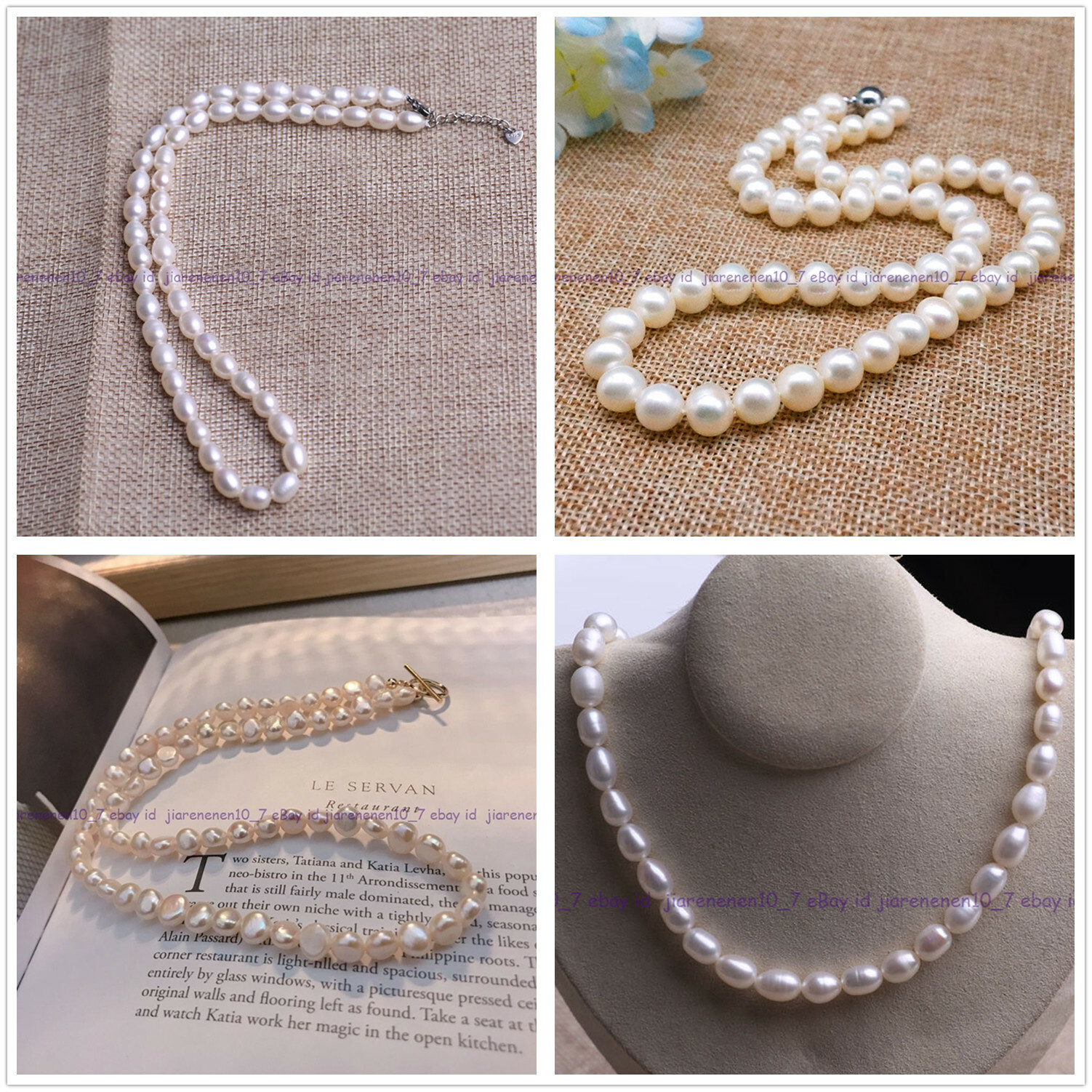 Genuine 7-8/8-9mm White Freshwater Round Rice Baroque Pearl Necklace 18in