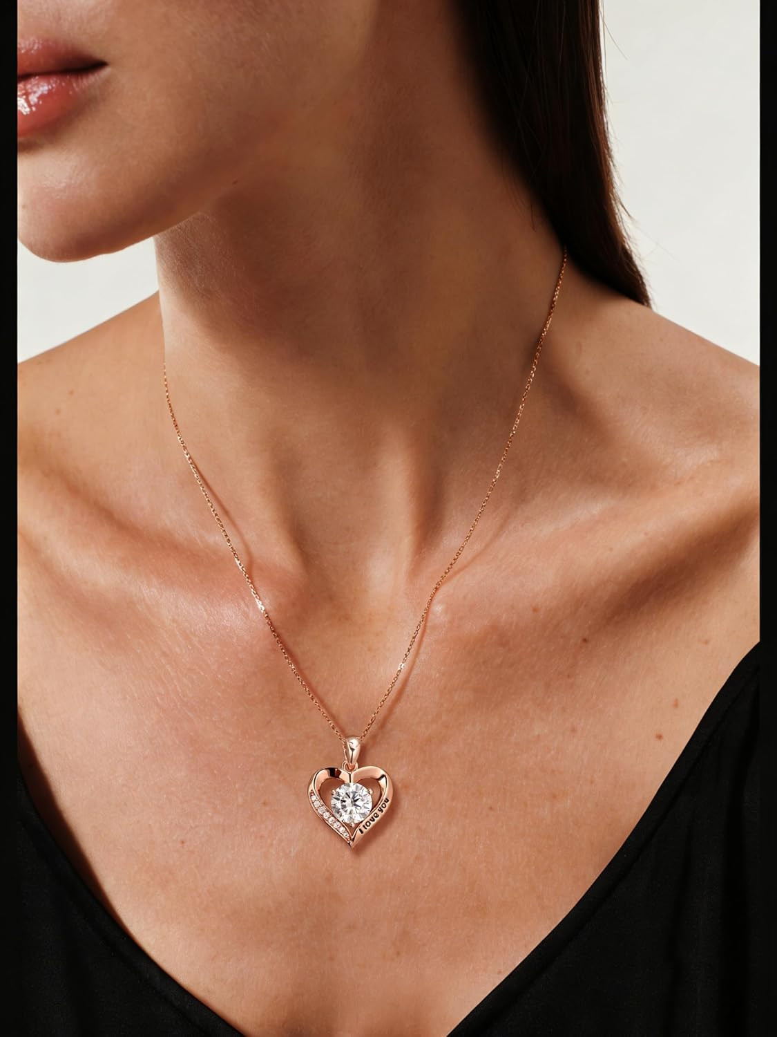 18K Gold Plated Moissanite Heart Cross Necklace for Women Anniversary Birthday G