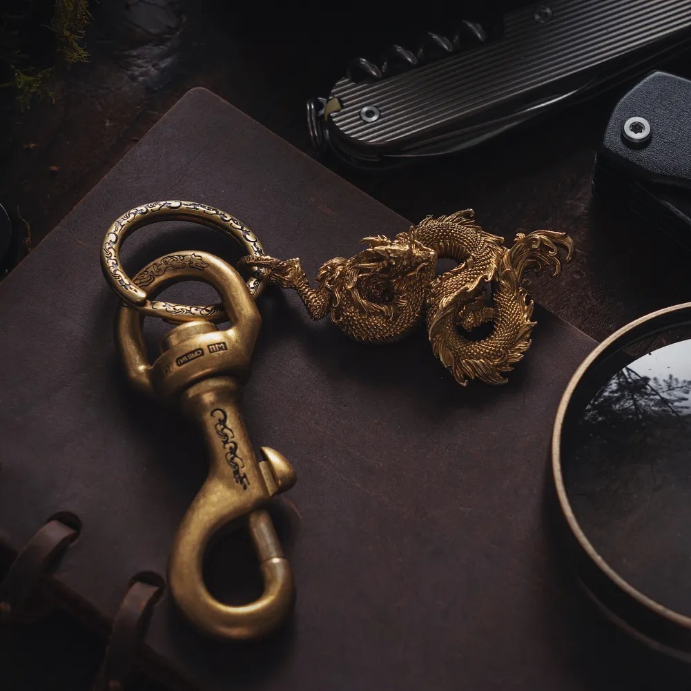 Dragon Pendant Necklace for Men Cool Gothic Punk Brass Dragon Head Animal