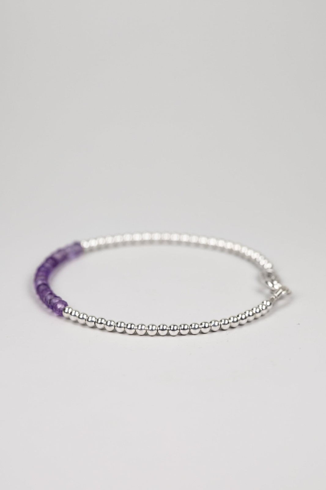 2-3MM Dainty Amethyst Faceted Round Gemstone Silver Filled Beads Bracelet 6-8”