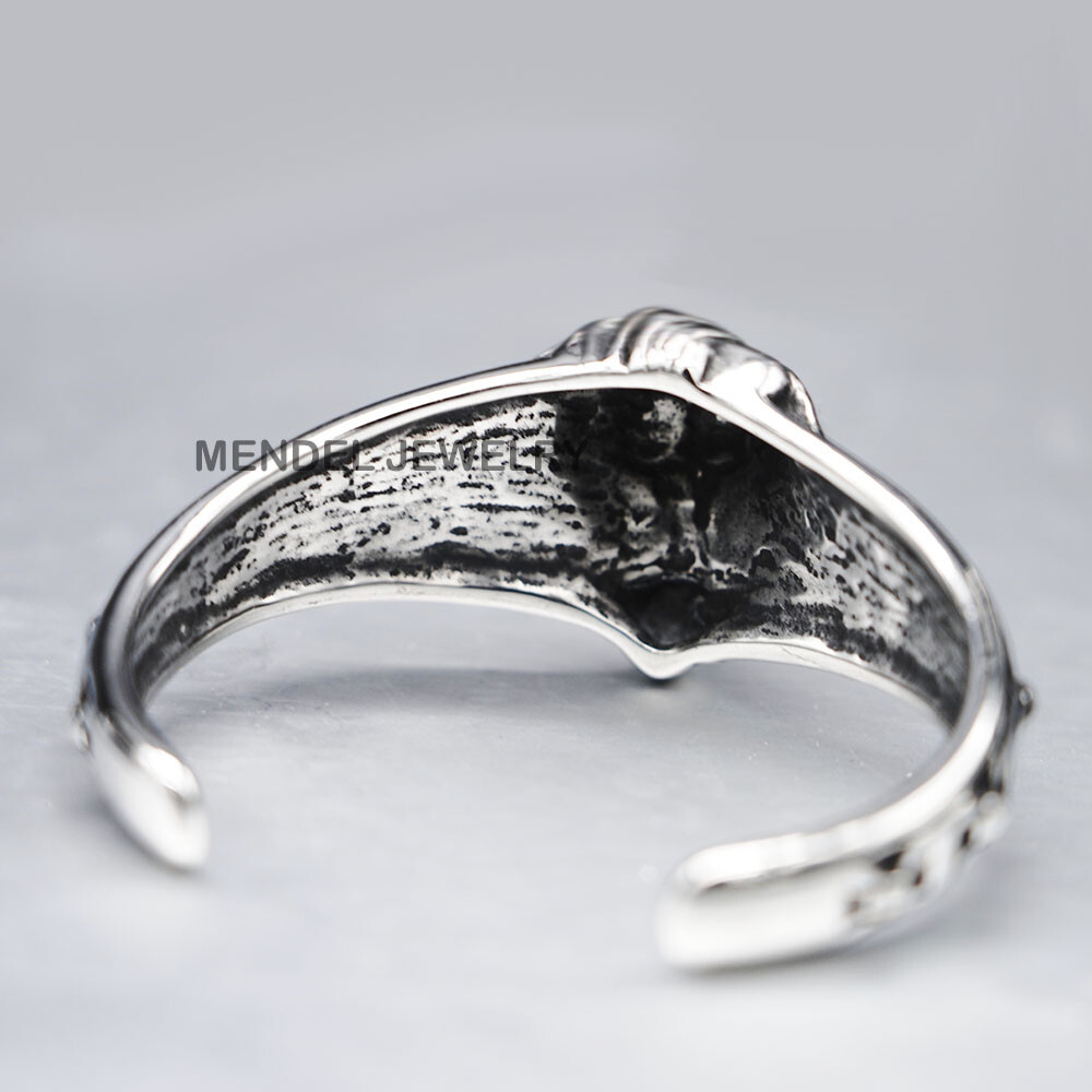 MENDEL 8 Inch Mens Stainless Steel Biker Lion King Head Bracelet Bangle Men Cuff