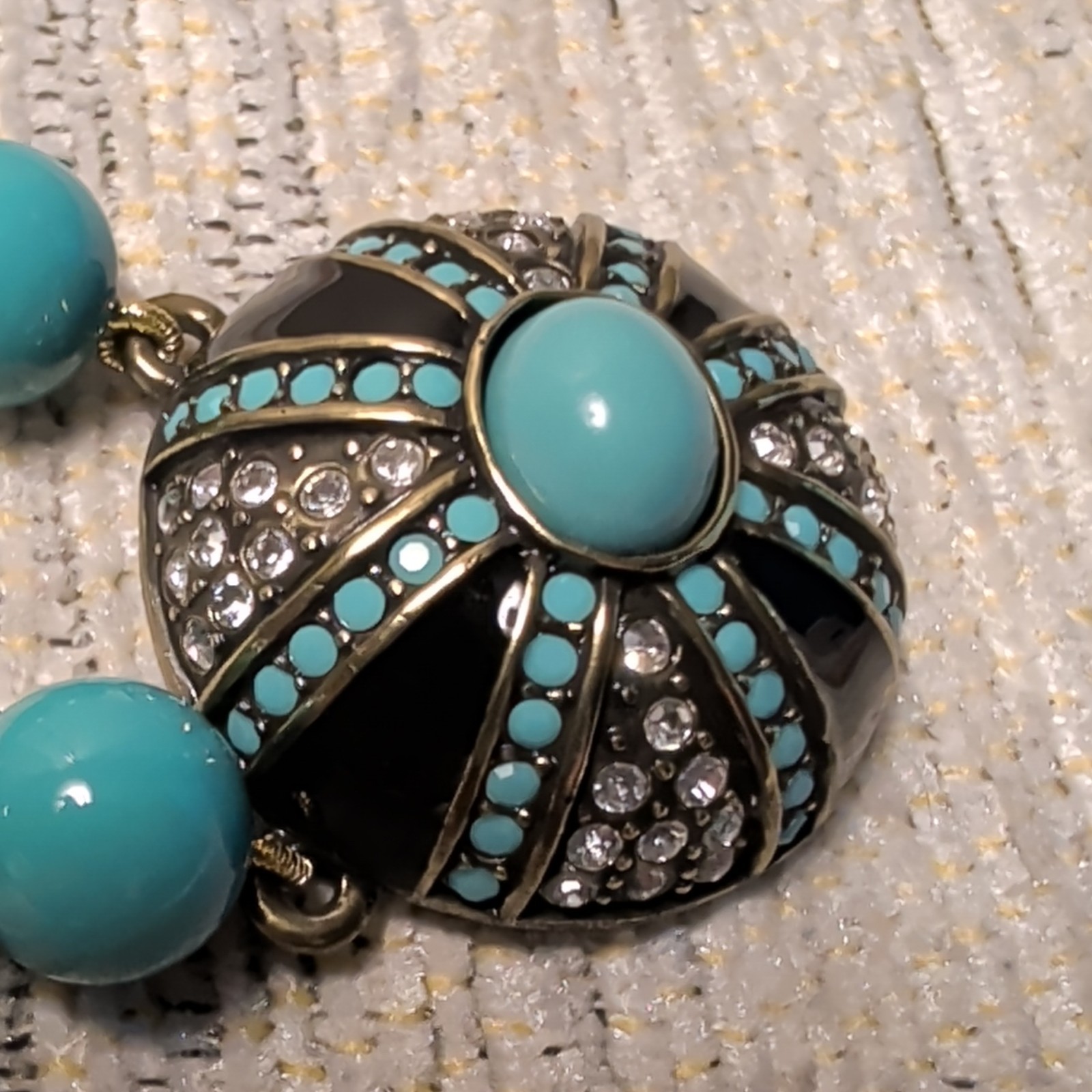 Heidi Daus Turquoise Beaded Necklace Adjustable Round Crystal