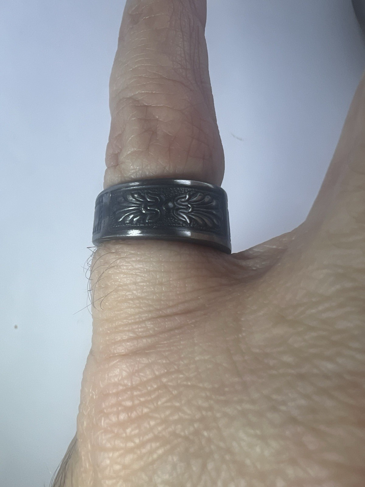 Celtic Rose Flower Spoon Ring Stainless Steel Viking Boho Gothic Unisex Jewelry