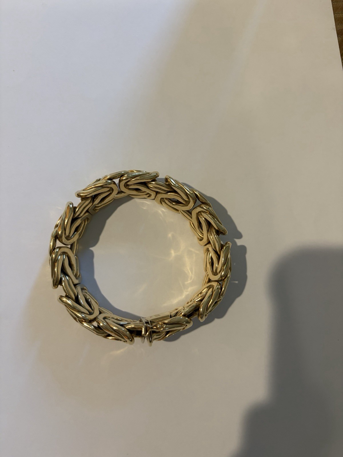 Italian 14k Byzantine Chain Link Bracelet, Metal, Box Clasp, 18in